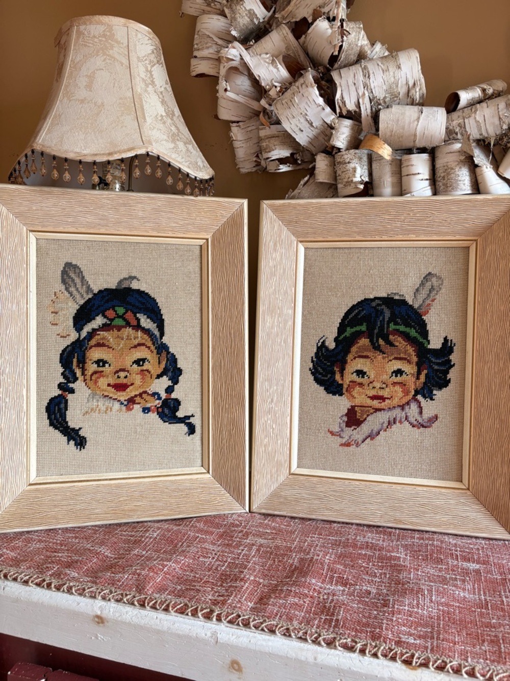 Vintage Framed Needlepoint Portraits. Crafted in 1970s
Pic measures 10 x13